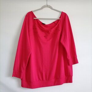 Torrid Womens Red Soft Off-Shoulder Embroidered Lace Cut Out Top 2X